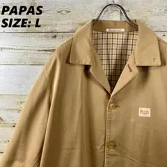 ✨美品★✨Papas✨カバーオール ベージュ ワッペンロゴ 内チェックのサムネイル