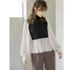 【目立つ傷汚れなし】グレイル タートルネック　フリル　長袖　トップス　L