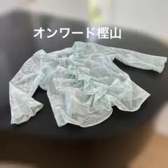 オンワード樫山 水色フリルブラウス サイズ46のサムネイル