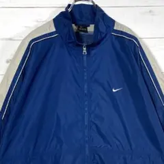 【バイカラー】ナイキ　ナイロンジャケット　ワンポイント刺繍　ネイビー　ＸＬ☆