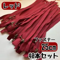 ファスナー 25cm 40本 まとめ売り 手芸 大容量 玉付きコイル レッド