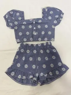 SHEIN 花柄 ギンガムチェック セットアップ 110cmのサムネイル