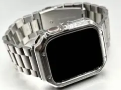 Apple Watch シルバーST17TPUケース　ステンレスバンド　キラキラ