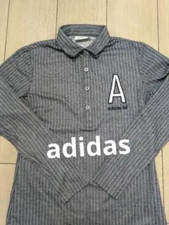 【adidas】ゴルフウェア ポロシャツ長袖 ストライプ レディース