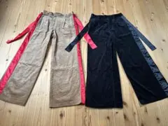 美used★GU×undercoverサテンリボンコーデュロイワイドパンツセット