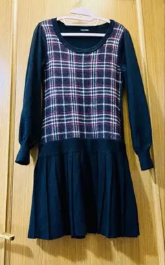 L'EST ROSE レストローズニットワンピース プリーツスカートチェック柄