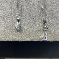 ジルコニア ハート型の鍵とオーバルカットストーン ネックレスセット A3A5