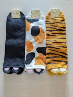 肉球デザインソックス3足セット 靴下 猫 22〜25cm