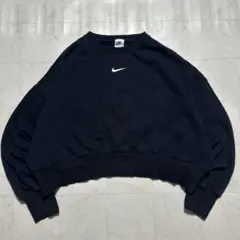 00s NIKE ナイキ スウェットシャツ ブラック 短丈 センタースウッシュ