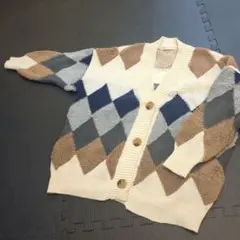 Ray Cassin アーガイル　オーバーサイズ　ニットカーディガン　 F