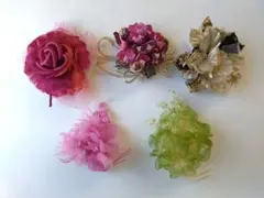 花デザイン コサージュ ブローチ 5点セット カラオケ コスプレ