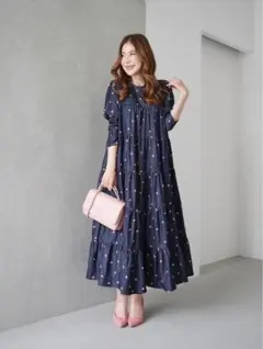 刺繍デニムワンピース