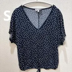 modern attraction ネイビー ドット柄 半袖 トップス S