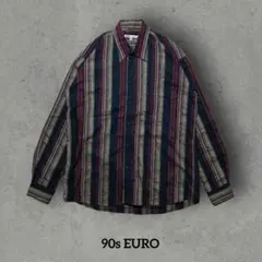 90s レトロ マルチストライプシャツ 古着 雰囲気系