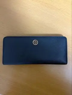 トリーバーチ TORYBURCH レザー長財布 ウォレット ロゴ金具 金 黒青 