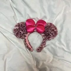 ディズニー　カチューシャ　ヒョウ柄　ピンク