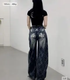 BADBLOOD ライオンパッチウォッシュドバレルパンツ