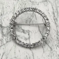 キラキラ ラインストーン ビジュー ブローチ ラウンド 丸 華やか 約3.6cm