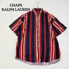 90s【チャップスラルフローレン】半袖シャツ マルチストライプ柄 アメカジ 3L