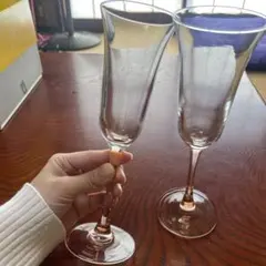 ワイングラス 透明・ピンク 2個セット