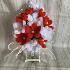 モールフラワー 枯れない花 ハンドメイド ブーケ レッド ホワイト