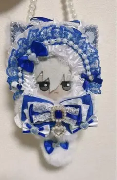 ぬい服 12cmサイズ ねこさんケープ(ホワイト)水色リボン - メルカリ