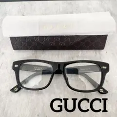 美品✨GUCCI グッチ メガネ ウエリントン 黒 アイウェア 度なし フレーム