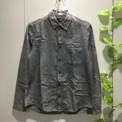 【ハレ】日本製 綿100％ グレー カジュアル 長袖 シャツ Sサイズ
