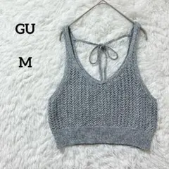 GU ジーユー メッシュバックリボンニットビスチェ M