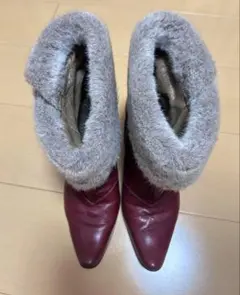 ファー付き ショートブーツ ボルドーのサムネイル