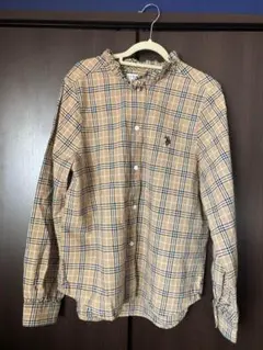 チェック柄ベージュシャツ