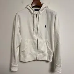 Polo Ralph Lauren ホワイト 裏起毛 ジップアップパーカー L