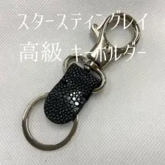 Y【新品】貴重！スタースティングレイ キーホルダー ブラック エイ革