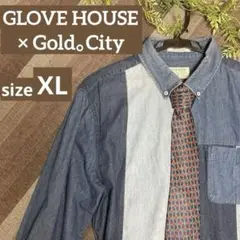 GLOVE HOUSE パッチワークデニムシャツ× おしゃれネクタイのセット