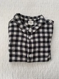 H&M ブラック・ホワイト チェック 長袖シャツ 12M