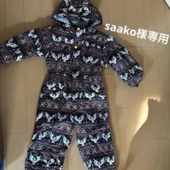子供用スキーウェアつなぎ雪の結晶と鳥デザイン110㎝