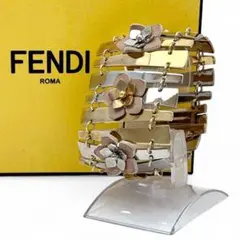 希少 FENDI フェンディ ブロッサム ブレスレット プレート 花 メタル