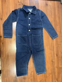 【極美品】ZARA デニム 長袖オーバーオール 濃紺 104cm