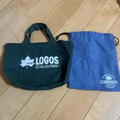 LOGOS アウトドア トートバッグ 緑 とcanpers 巾着とオマケ　トート