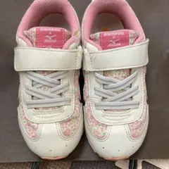 MikiHouse x Mizuno スニーカー ホワイト/ピンク花柄　18㎝