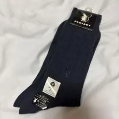 PLAYBOY ネイビー ウールブレンドソックス 25cmのサムネイル
