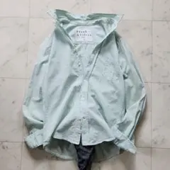 フランク＆アイリーン 長袖シャツ ストライプ 緑系 BARRY コットンサッカー