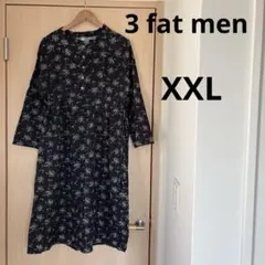 3 fat men 花柄 ネイビー ワンピース XXL 大きめサイズ