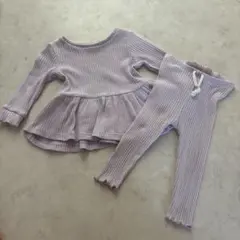 next baby リブニット セットアップ ペールパープル 80cm