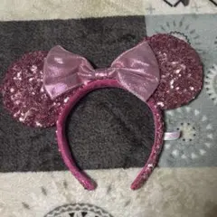 ミニーマウスカチューシャ スパンコール ピンク