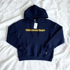 thisisneverthat ネイビー ロゴ刺繍パーカー　男女兼用　Mサイズ