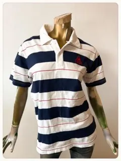 ☘️T22462☘️le coq sportif 半袖 ストライプ ポロシャツ Mのサムネイル