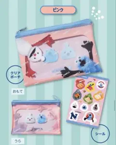 【未使用】スシロー⭐︎スンスン⭐︎コラボ⭐︎クリアポーチ＆シールセット⭐︎ピンク