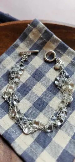 クリスタルビーズ 四連チェーン トグル式ブレスレット