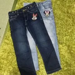 ミニーマウス刺繍デニムパンツ2色セット　104センチ